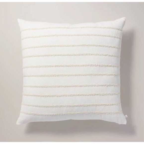 26"x26" Tufted Rib Stripe Euro Bed Pillow Cream/Natural - Hearth & Hand NEW - Picture 1 of 6